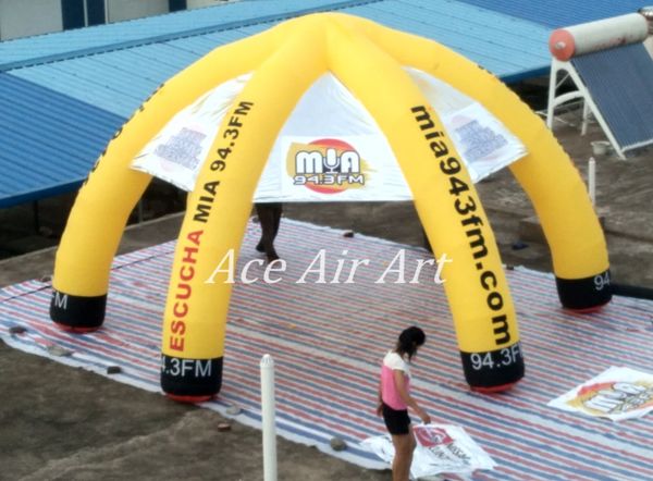 Yellow Customized 6 legs outdoor Inflatable advertising spider Tent with for Radio Stations in US event station made in China