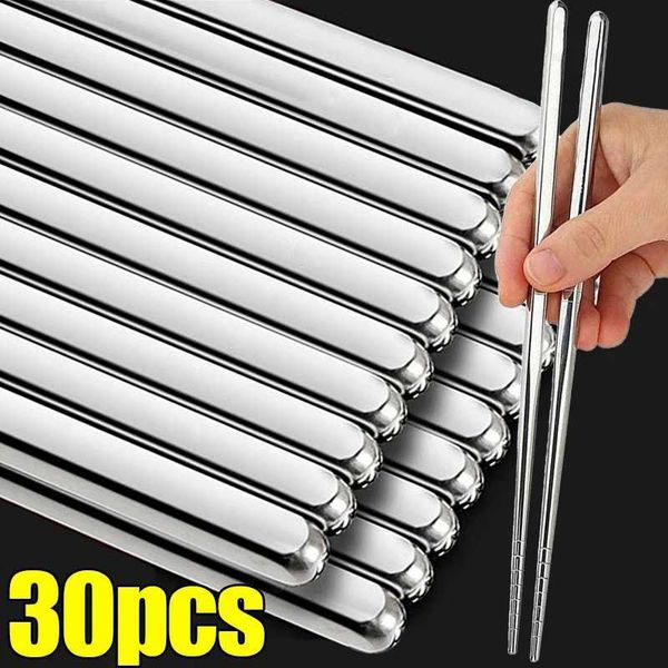 Set Chopsticks Stainless Chinese Steel Metal Non-slip Steel Chopstick Kit Portable Reusable Food Sushi Sticks Home Kitchen ToolsXJ24