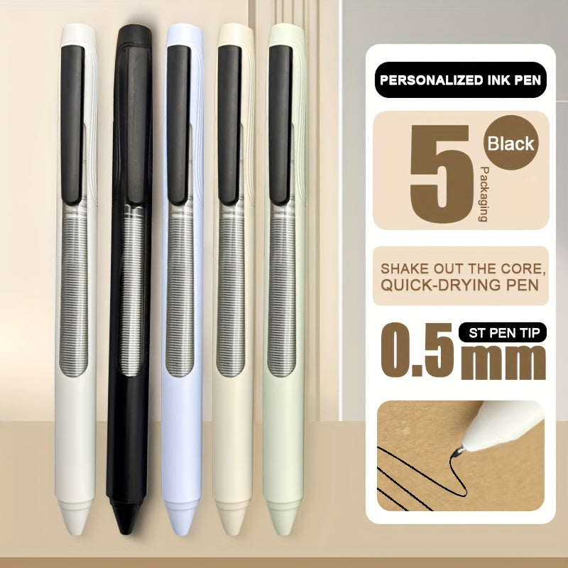 TEMU Heavy-feeling Swing Pen, , Smooth Brush Pen St-black-0.5mm Quick-drying Ink Pen-writing Pen, Drawing Pen-creative Fine-tip Pen-suitable For