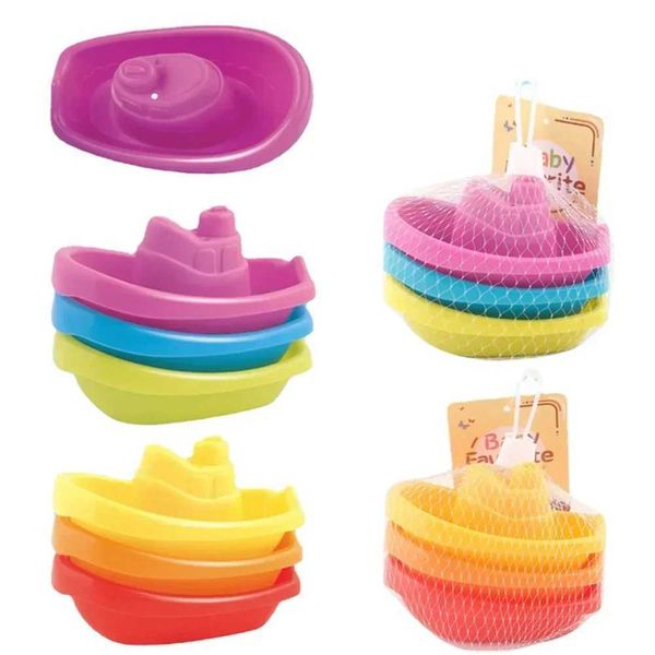 Baby Bath Toys New baby bath toys stacked boat toys colorful early education intelligent gifts boat shaped stacked cups folding towers baby