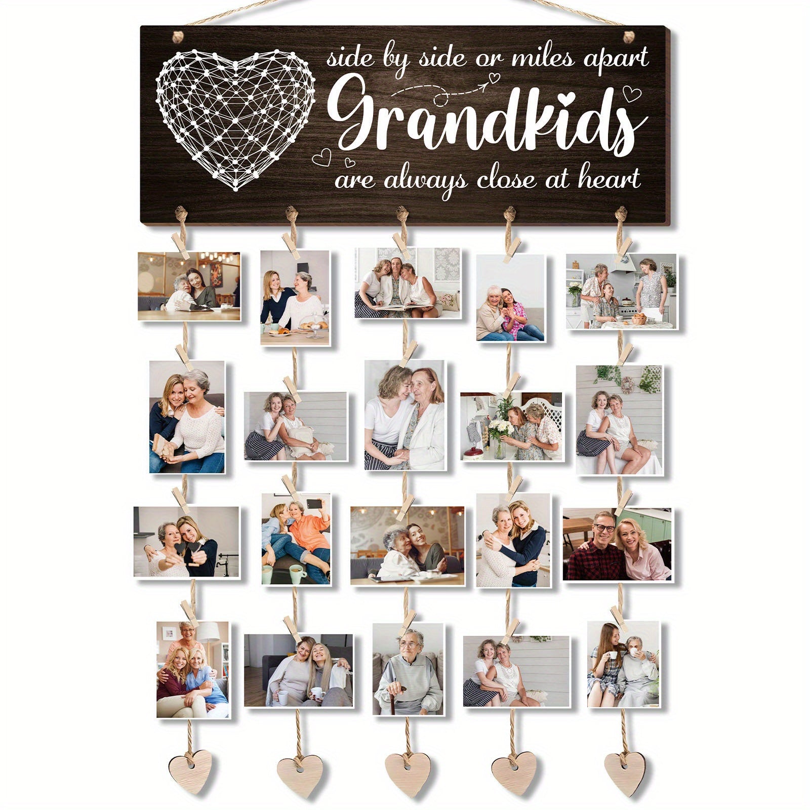 TEMU 1 Set Wooden Hanging Photo Frame, Grandparents Day Gift Grandma Grandma Birthday Gifts Card For Grandfather Picture Frame Grandma’s Board From