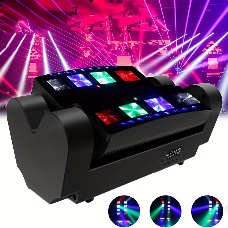 TEMU 1pc Dj Disco Stage Party Lights, 8 Light Rgb Flash Strobe Projector, Beam Moving Head Stage Lighting Dj Party Disco Lights, For Christmas