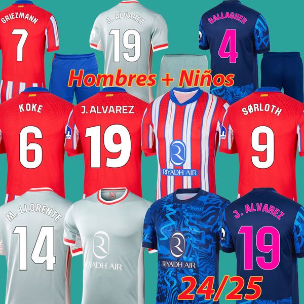 2024 2025 ATLETICO J. ALVAREZ Soccer Jerseys GRIEZMANN 4TH DE PAUL MOLINA CORREA BARRIOS Football Shirts GALLAGHER LEMAR SORLOTH LLORENTE 24