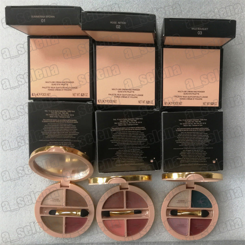 Eye Makeup 4 colors Eye Shadow Palette Multi-use Cream and Powder Quad Eyeshadow Platte with Brush 6.1g