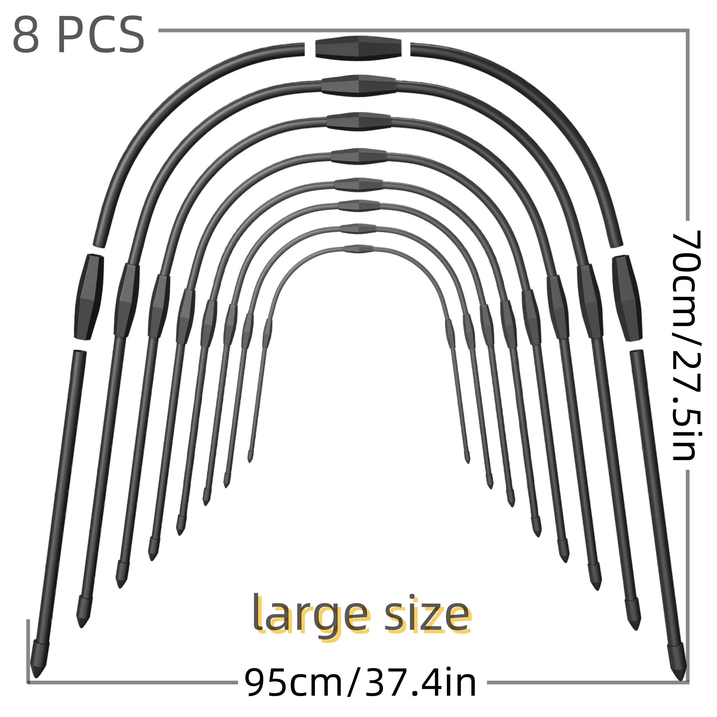 TEMU 8pcs Garden Hoops For Raised Beds, Greenhouse Hoops For Row Cover Garden Netting, Garden Tunnel, Reuseable Gardening Supplies For Plants