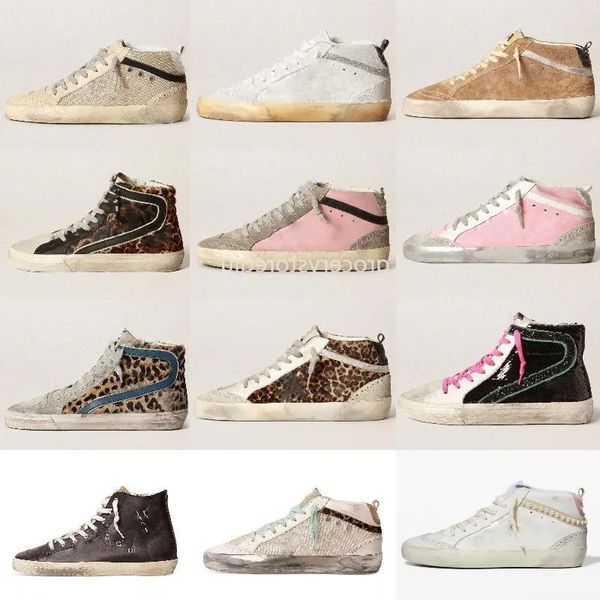 goosesneakers goldens goldenstar ggbd ggdg New Designer Shoes Italy s Sneaker Mid Star Women Leopard Print Pink -gold Glitter Classic White
