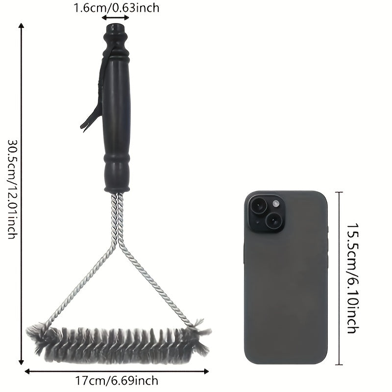 TEMU Bbq Brush Spiral + Wire Combo Bbq Brush - Safe And Bbq Cleaning Brush - 12" Bbq Cleaning Brush For Gas-porcelain-charcoal Grill Plates - Bbq