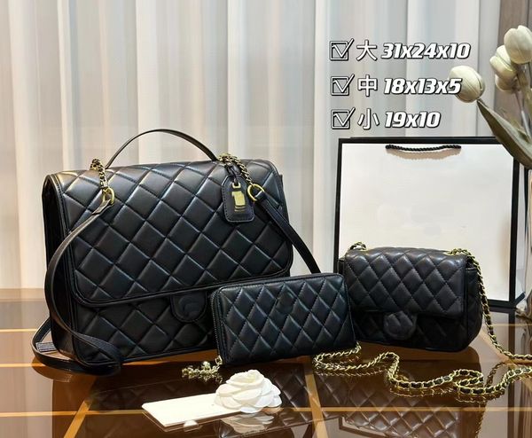 channelhandbag chanal bag Bag Top quality 23new Threepiece Combination Set Leather Classic Temperament Ladies Single Messenger Bag Large Cap