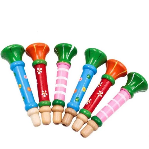 1PC Colorful Wooden Trumpet Bugle Toy Musical Instrument for Children Whistle Baby Learning Educational Toys Kids Music Games Y240813