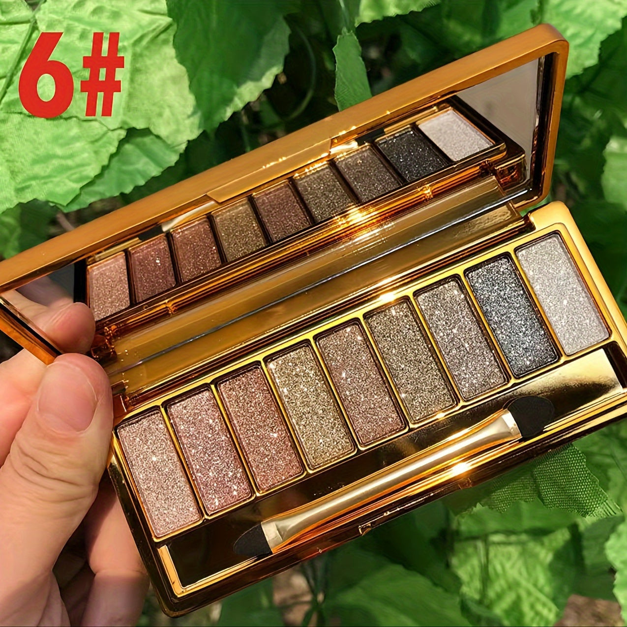 TEMU 9 Color Gold Eye Shadow Palette, Glittering, Glittering, Eye Shadow Palette, With Brush And Mirror, High Pigment, Makeup, A Gorgeous For The