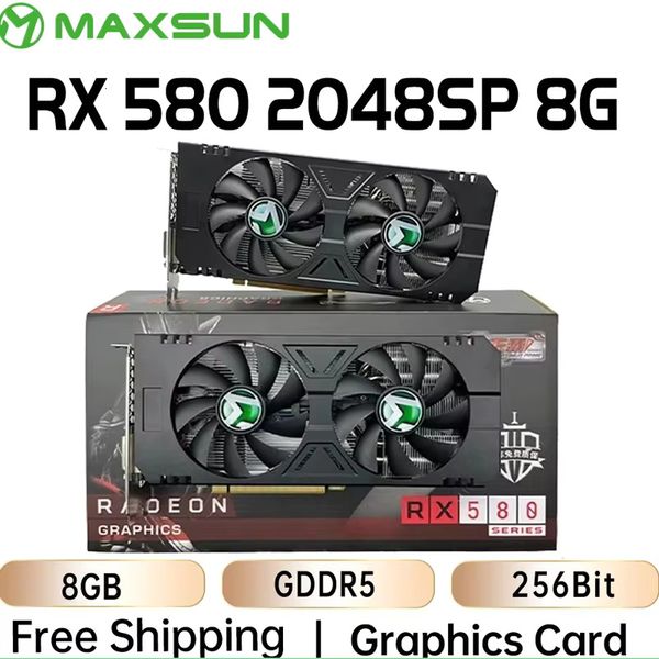 MAXSUN Graphics Cards AMD Radeon RX580 2048SP 8G GDDR5 256bit HDMI+DP*3+DVI Video Card For Desktop Gaming Computer GPU RX 580