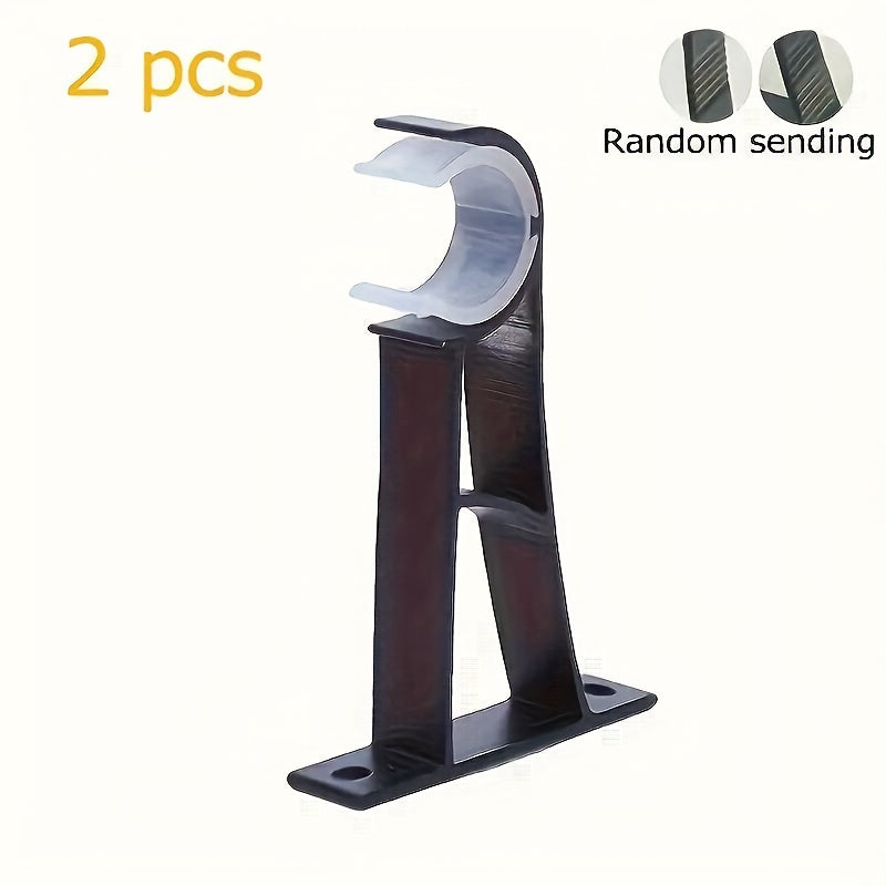 TEMU 2pcs Aluminum Alloy Rod Brackets, Wardrobe Hanging Rack Support Set, Curtain Rod Holder For Bathroom, Bedroom, Office, Dormitory, Hardware
