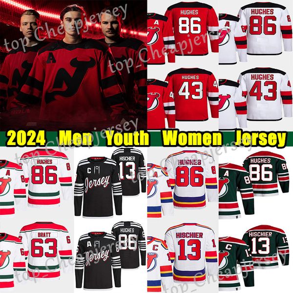 #86 Jack Hughes Stadium Series hockey jersey #43 Luke Hughes Jesper Bratt Nico Hischier Dougie Hamilton Brodeur Dawson Mercer Timo Meier Cus