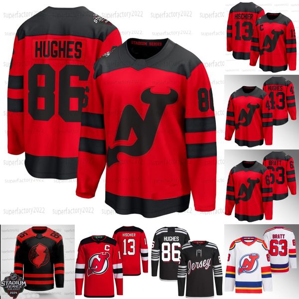 Devil 2024 Stadium Series Hockey Jersey Jack Hughes Jesper Bratt Nico Hischier Erik Haula Ondrej Palat Luke Hughes Tyler Toffoli Dougie Hami