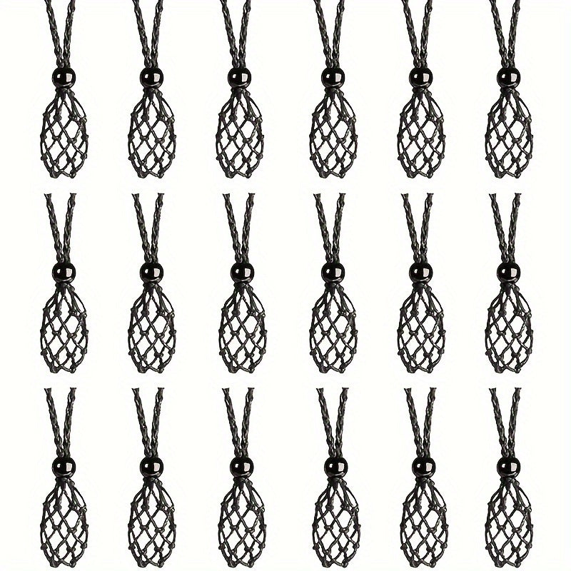 TEMU 18 Pcs Crystal Cage Necklace Stand Necklace Rope Empty Stone Stand Replacement Hand-woven Necklace Rope Adjustable Length