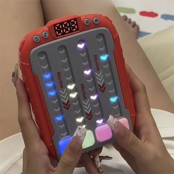 Electronic Music Rhythm Puzzle Game Machine Montessori Pockets Travel Toy Light Up Educationa Sensory Fast Push Table Game 250109