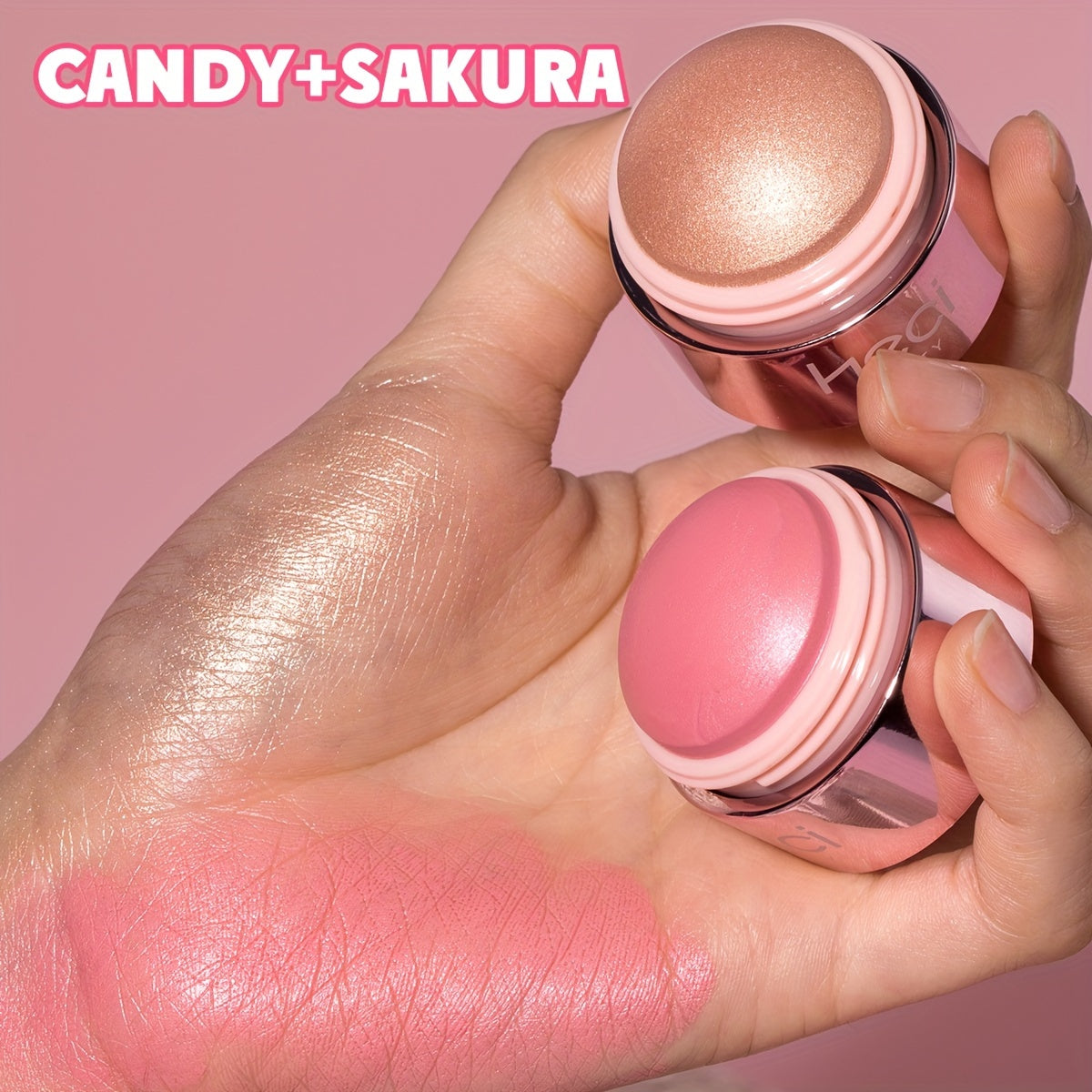 TEMU 2pcs Moisturizing Blush And Highlighter Set, 3-in-1 Multifunctional Facial Makeup, Used As Eye Shadow, Blush And Tinted Lipstick, Enhance Facial