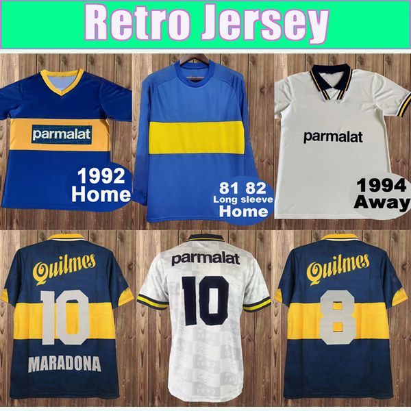 1981 1996 Boca Juniors Retro Soccer Jerseys MARADONA Home Blue Away White Vintage Football Shirts Adult long and short sleeve uniforms