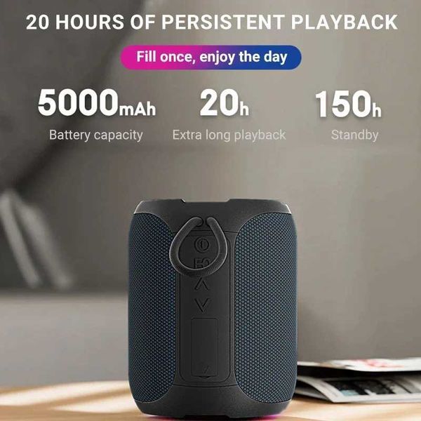 Loudspeaker box 40W Portable Speaker 360 Degree Stereo Subwoofer IPX7 Waterproof With Lighting port TF TWS Wireless Speaker Z241028