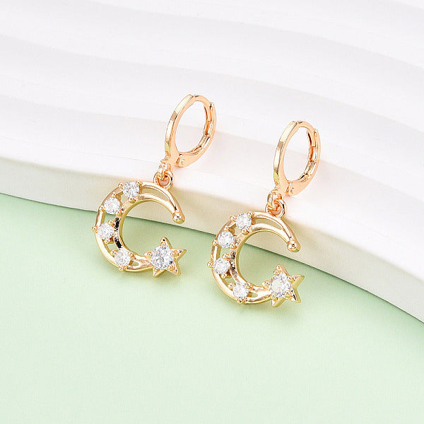Boucles d'oreilles pendantes à levier en laiton avec micro pavé de zircons cubiques