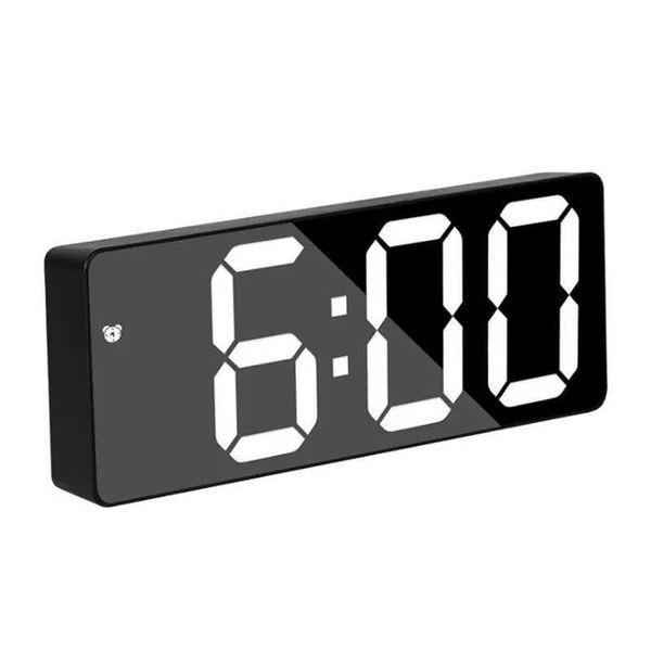 Acrylic-mirror digital alarm clock voice control (battery powered) desktop clock nap night mode 12-24-hour electronic LED clock CL240827
