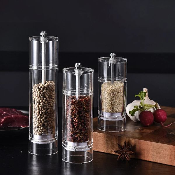 Salt and Pepper Grinder Set - Transparent Acrylic Manual Spice Grinder Perfect for Sea Salt and Pepper Kitchen Accessories 240819