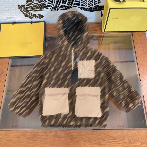 Top kids jacket toddler coat Size 110-160 designer baby clothes Imitation lamb cashmere Hooded child Outerwear