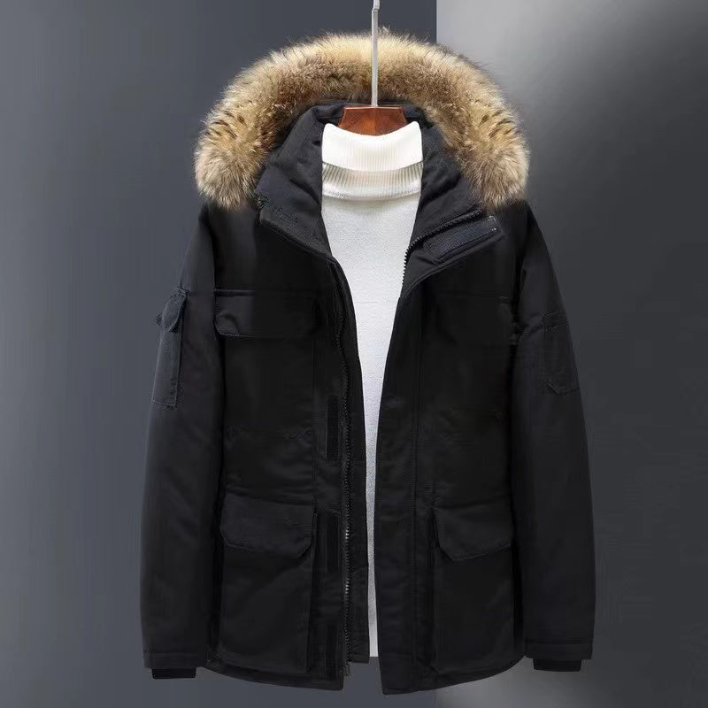 Mens Down Jackets Veste Homme Outdoor Winter Jassen Outerwear Big Fur Hooded Fourrure Manteau Down Jacket Coat Hiver Parka Doudoune S-5XL