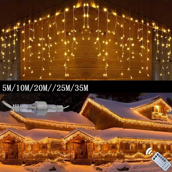 Christmas decoration 2024 LED lcicle lights outdoor curtains garden street garden in house fairy string lights Ramadan 2025 X241114