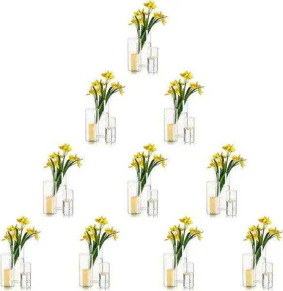 Vases Glass Cylinder Vases Set of 30 Hewory Tall Clear Vase for Centerpieces Glass Candle Holders for Pillar Floating Candles z241212