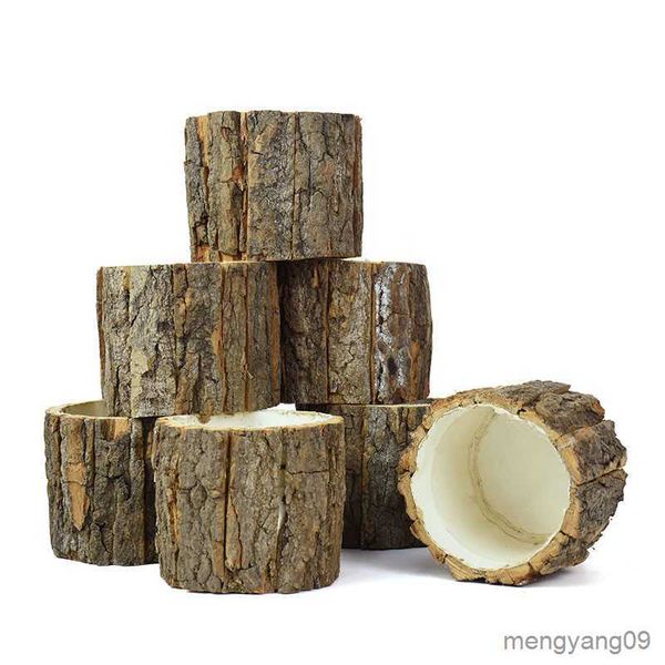 Planters Pots Bark Flower Pot Wooden Stump Bark FlowerPot Planter Holders Home Indoor Outdoor Garden Plant Bonsai Wedding Decoration Supplie