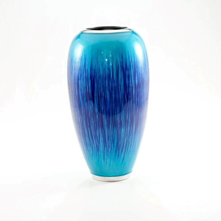 Tilnar Art Brushed Aqua Vase In Blue