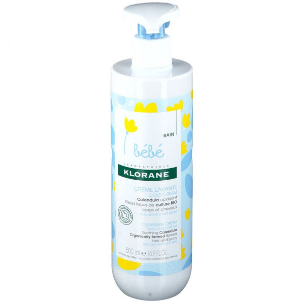 Crème lavante cold cream Calendula apaisant - Klorane Cleanser - Make-up remover 500 ml