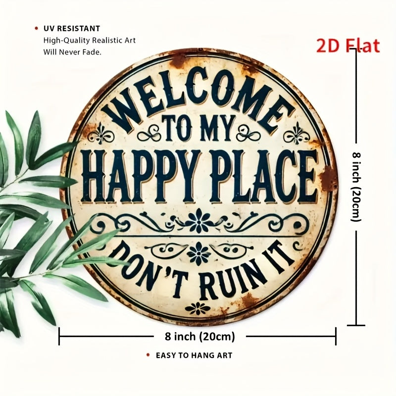 TEMU 2d Flat, 1pc Wooden Decor Plaque - Circular Rustic Farmhouse Sign "welcome To Don't Ruin It" - Vintage Country Style Desktop Decor For Bedroom,