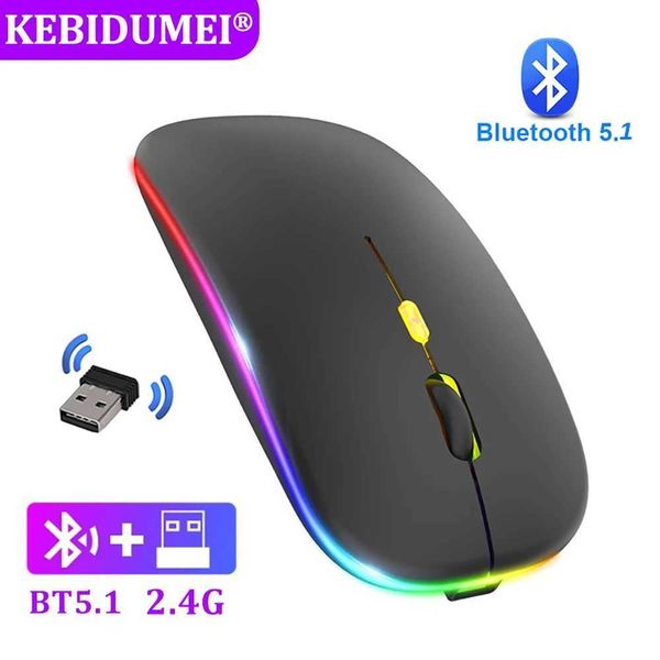 2.4GHz Wireless Mouse Bluetooth Mouse Mice Rechargeable Mouse Silent Mouse LED Backlit USB Gaming Mouse 1600DPI for PC Laptop Y240820