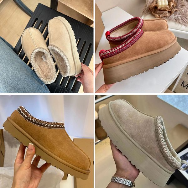 designer fluffy Tasman slipper australia platform Tasman slippers scuffs wool shoes sheepskin fur real leather classic brand casual women go