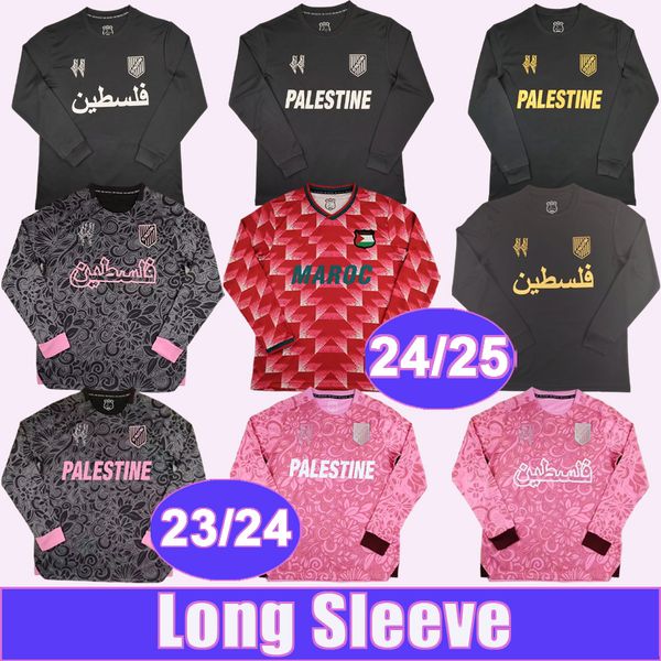 24 25 Palestine Mens Long Sleeve Soccer Jerseys National Team M. BATTAT O. KHAROUB 23 24 Special Camouflage Retor Edition Foootball Shirts