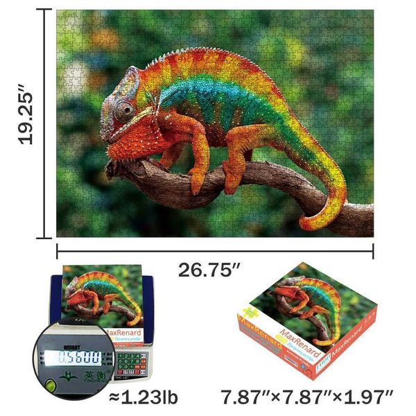 Puzzles Maxrenard Jigs Puzzle 1000 Pieces for Adult Animal Chameleon Panther Environmentally Friendly Paper Christmas Gift Toy