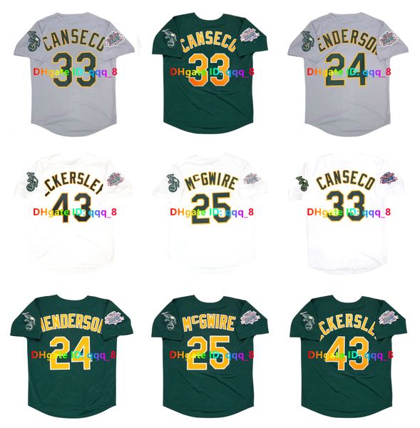 Rickey Henderson Throwback Baseball Jersey As 1989 1990 World Series Mark 25 McGwire Jose Canseco Jason Giambi Reggie Jackson Vida Blue Ecke