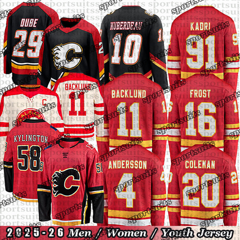 #91 Nazem Kadri calgary Classic hockey jersey flamess jersey #10 Jonathan Huberdeau Dustin Wolf Cooley Mikael Backlund MacKenzie Weegar Johnny Gaudr