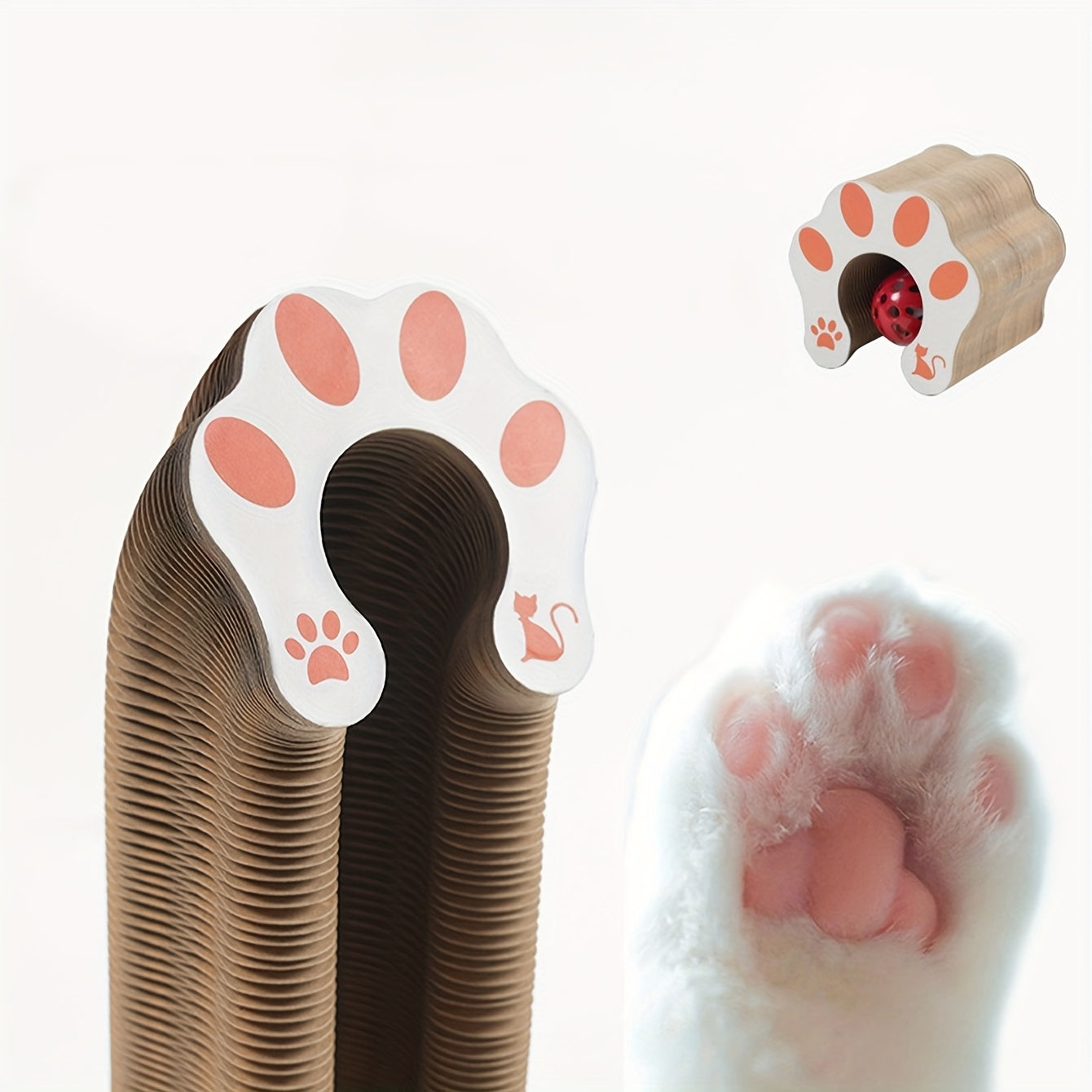 TEMU Magic Harp Cat Scratching Board With Bells, Claw Sharpening Ladder And Corrugated Cardboard Self-entertaining Cat Bed - For Pets