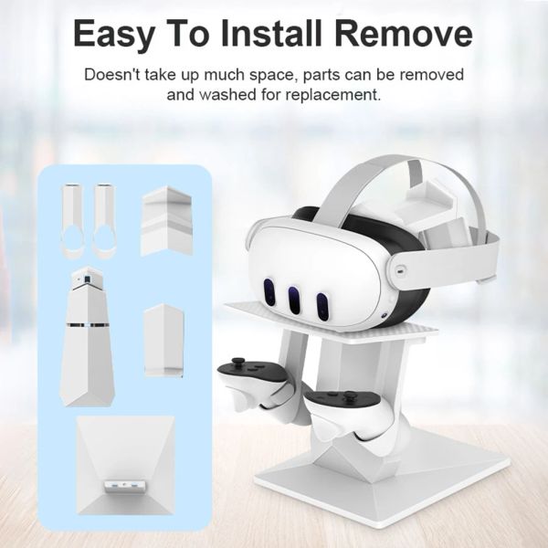 VR Headset &Controller Stand Desktop Stable Controller Headset Holder Non-slip Adjustable for Meta Quest 3 VR Accessories