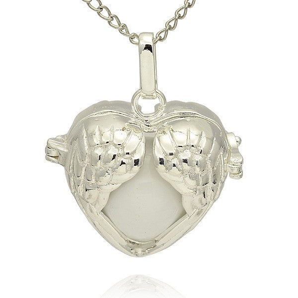 Silver Color Plated Brass Hollow Heart Cage Pendants