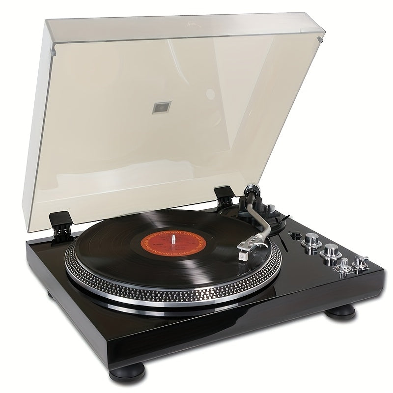 TEMU Record Player Vintage Turntable For Vinyl Records, Belt-driven Turntable, Pre Ampufier, 33 Or , Rca Line Lp Vinyl Players For Sound, Aluminium