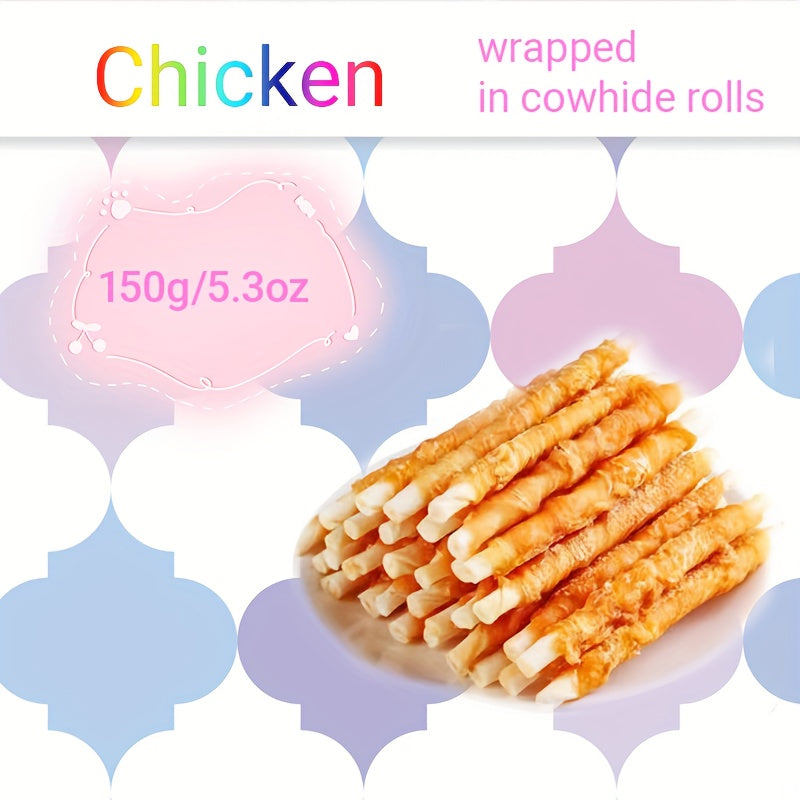 TEMU Long-lasting Beefhide Dog Treats - Chicken & Duck Meat Dental Chews, Teeth Cleaning & Boredom Relief, Low-fat High-protein, No Artificial