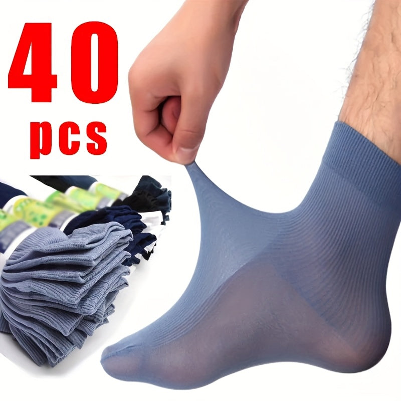 TEMU 20-40 Pairs Of Men' Color Thin Steel Wire Striped Crew Socks, Comfortable And Breathable, Deodorant And Sweat-absorbing, Suitable For Spring And
