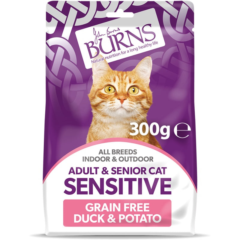 Burns Grain Free Sensitive Adult Cat Food Duck and Potato - 300g