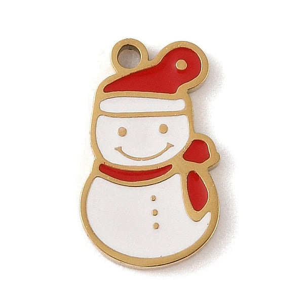 Pendentifs en acier inoxydable 304 émaillé avec placage ionique (IP) sur le thème de Noël