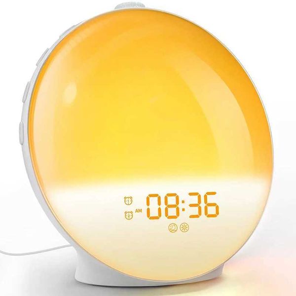 Wake Up Alarm Sunrise-Sunset Simulation Digital Clock with Night Light FM Radio Desk Cloc Niditon Y240904