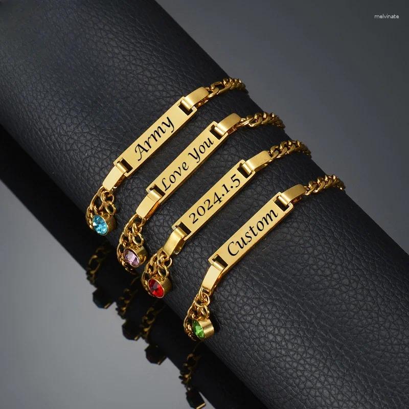 Charm Bracelets Personalized Children&#039;s Name Bracelet With Zodiac Birthstone Adjustable Infant Baby Safety Jewelry Gift For Christening